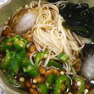 オクラ納豆素麺
